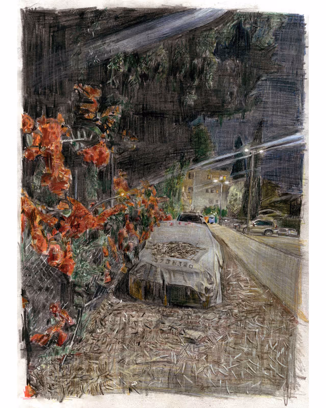 Abandoned Car At Night